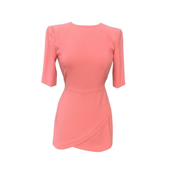 Alice & Olivia Classics Women’s Sz 2 Coral Pink Fitted Boss Bodycon Mini Dress - Picture 1 of 10